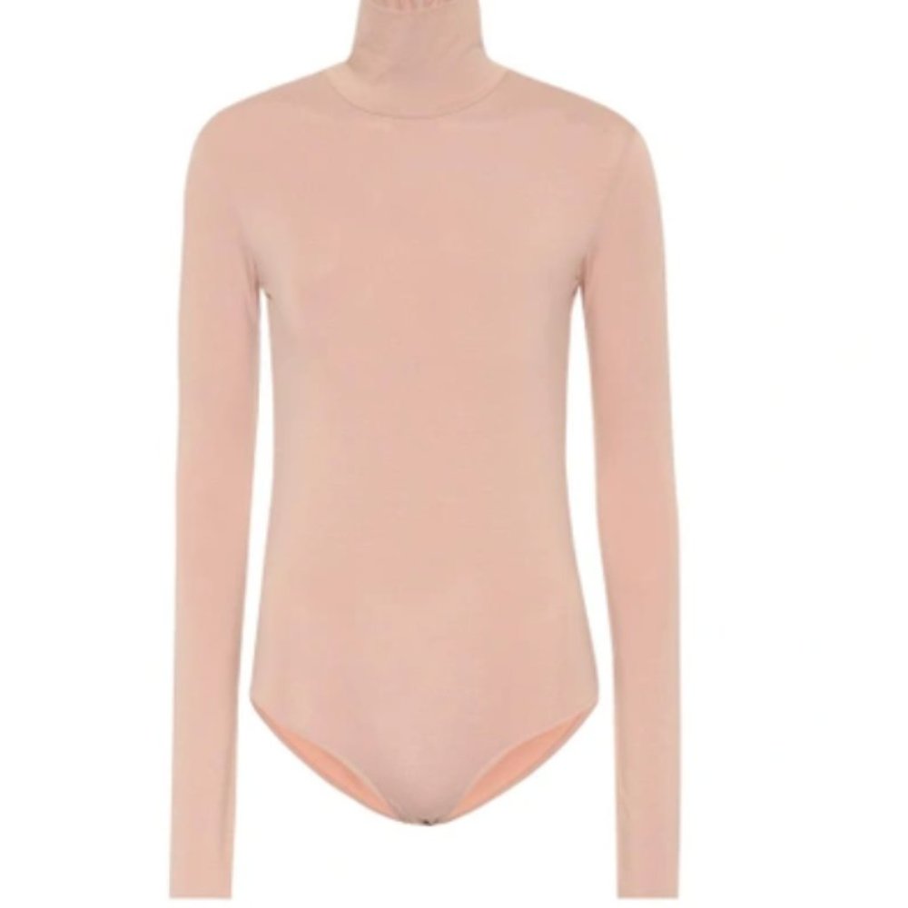 ACNE STUDIOS Stretch Cotton Turtleneck Bodysuit In Blush